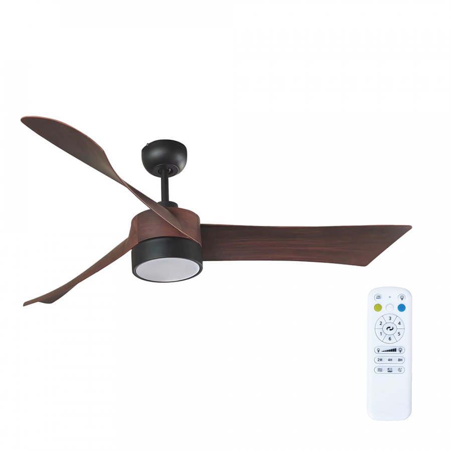 Aromatech Edge Ceiling Fan – 3 Blades, Matt Black & Dark Wood