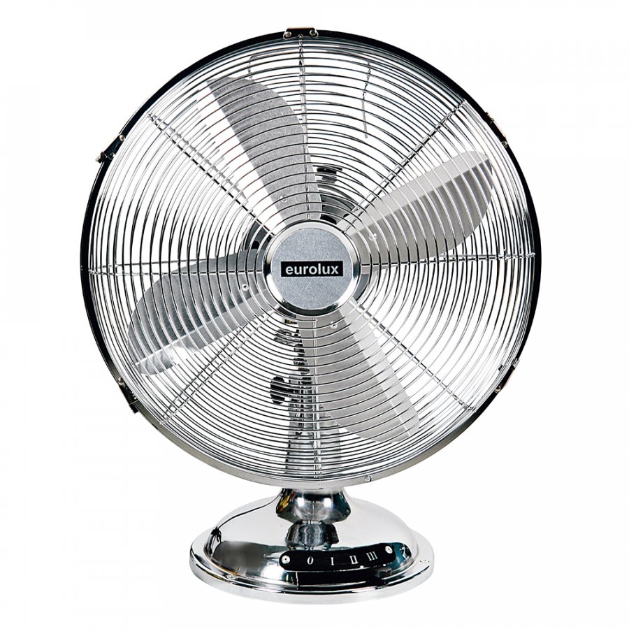 Aromatech 12" Desk Fan – 3 Speed, Satin Chrome