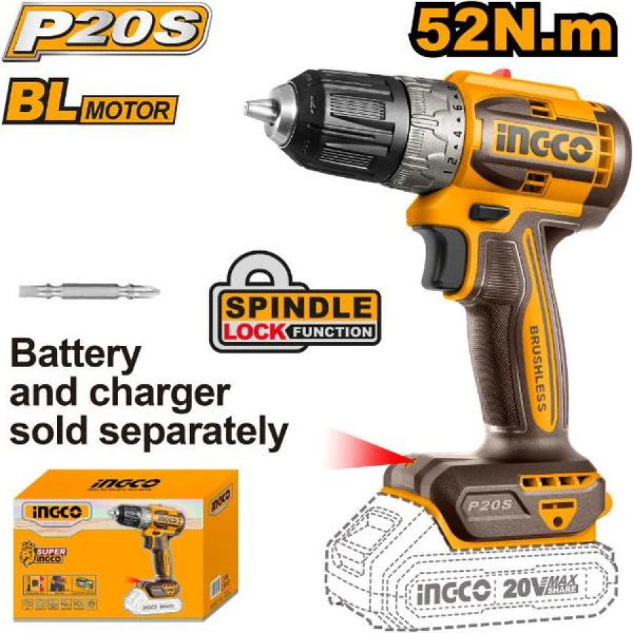 Aromatech Cordless Drill 20V PS 52NM Brushless