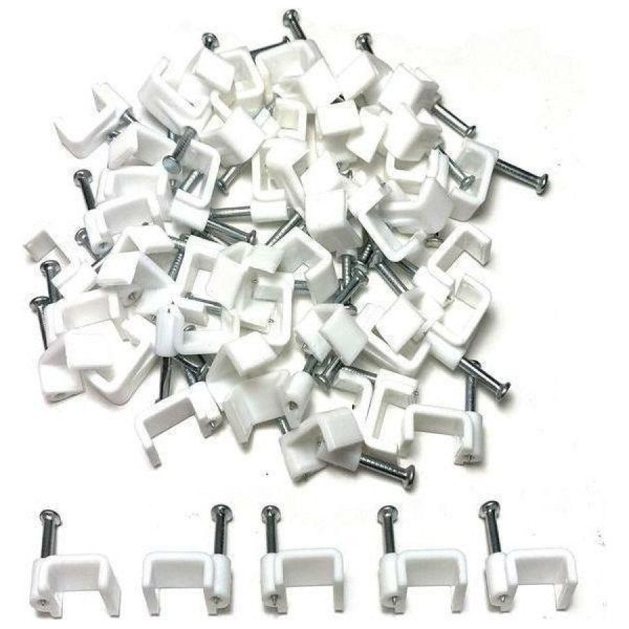 Aromatech Flat Cable Clips 10mm White - 100 Pack