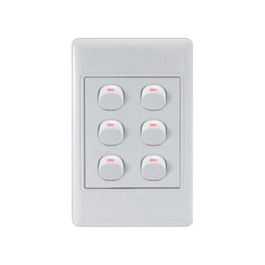 Aromatech Ausma 6 Lever Light Switch White